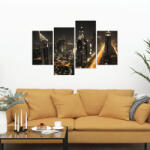 4 Decor Tablou canvas 4 piese - Zgarie nori noaptea