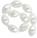  Shell pearl alapanyagszál, fehér, 6 lapú hordó, 19 mm (isxho19f)