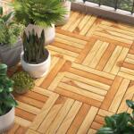 vidaXL Placi pardoseală 30 buc. 30x30 cm lemn masiv tec model vertical (3152103)