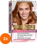 L'Oréal Set 2 x Vopsea de Par Permanenta cu Amoniac L'Oreal Paris Excellence Creme 7.43 Blond Aramiu, 192 ml