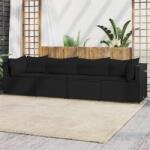 vidaXL Set mobilier relaxare grădină 4 piese cu perne poliratan negru (319784)