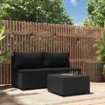 vidaXL Set mobilier de grădină cu perne, 3 piese, negru, poliratan (319787)
