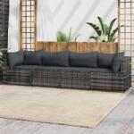 vidaXL Set mobilier de grădină cu perne, 4 piese, gri, poliratan (319768)