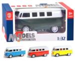 Magic Toys Volkswagen T1 1/32-es hátrahúzható fém autómodell nyitható ajtóval, fénnyel és hanggal több változatban (MKO523001)