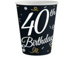  Happy Birthday 40 BandC papír pohár 6 db-os 200 ml (MLG151176)