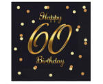  Happy Birthday 60 BandC Gold szalvéta 20 db-os 33x33 cm (MLG165272)