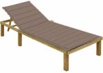 vidaXL Șezlong cu pernă gri taupe, lemn de pin tratat (3065827)