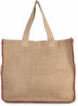 Kimood Női táska Kimood KI0248 Jute Bag With Contrast Stitching -Egy méret, Natural/Arandano Red