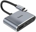 hoco. HB29 Adapter - Type-C (USB-C) / HDMI + VGA HUB porttal, 15 cm kábel