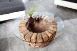 Invicta interior Masuta de cafea Pure Nature cu blat din sticla securizata si lemn masiv de tec (37442) Masa de cafea