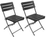 Set 2 scaune pliabile gradina, camping, pescuit, cadru metalic, HDPE, negru, max 120 kg, 38x46x82 cm (00012284-IS)