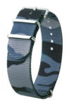  Hirsch Rush NATO óraszíj, fekete/kék/szürke, camouflage, 20 mm - oraszij