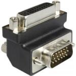 Delock DVI - VGA átalakító adapter, 1x DVI aljzat 24+5 pól. - 1x VGA dugó 90°, fekete, Delock (1937074)