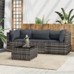 vidaXL Set mobilier de grădină cu perne, 4 piese, gri, poliratan (319767)