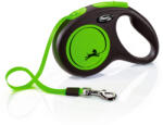 flexi Neon lesă retractabilă reflectorizantă - S, până la 15 kg, 5 m, verde