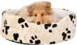TRIXIE Charly culcuș bej cu margini pentru câini cu model de lăbuțe (70 x 62 cm)