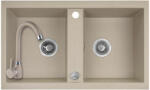 Laveo SRBA_420T - LAVEO BARBADOS 780X480 gránit mosogató bézs + Laveo álló bézs csaptelep szett dugókiemelővel (SRBA_420T)