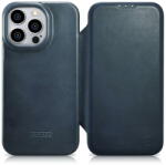 ICARER Husa iCarer CE Oil Wax Premium Leather Folio Case Leather Case iPhone 14 Pro Max Magnetic Flip MagSafe Blue (AKI14220708-BU) - vexio
