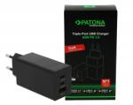 PATONA Premium PD65W 2 x USB-C // USB-A töltő (PD3.0 // QC3.0) (black) (2640) (2640)
