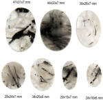  Cabochon din Cuart cu Turmalina Neagra Rutilat Naturala - Ovala 24-47 x 15-33 x 6-7 mm - 1 Buc