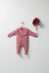 BabyJem Set salopeta cu caciulita cu volanas pentru bebelusi ballon, tongs baby (marime: 3-6 luni, culoare: roz inchis)