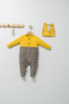 BabyJem Set salopeta cu caciulita pentru bebelusi king, tongs baby (culoare: galben, marime: 3-6 luni)