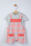 BabyJem Set salopeta cu tricou in carouri pentru bebelusi, tongs baby (culoare: gri, marime: 3-6 luni) - bekid - 85,41 RON