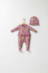 BabyJem Set salopeta cu caciulita cu volanas pentru bebelusi fun penguin, tongs baby (culoare: roz inchis, marime: 6-9 luni)