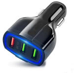  Incarcator auto 12V-24V, 3x USB cu incarcare rapida - Negru