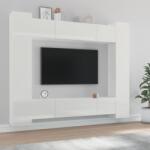 vidaXL 8 részes magasfényű fehér szerelt fa TV-szekrényszett (3114234) - vidaxl