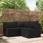 vidaXL Set mobilier de grădină cu perne, 3 piese, negru, poliratan (319780)