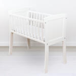 Woodies Safe Dreams Patut mic, co-sleeping din lemn, alb cu saltea cocos spuma cocos 90 x 40 x 7 cm