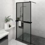 vidaXL Paravan duș walk-in cu raft negru 90x195 cm sticlă ESG/aluminiu (3185465)