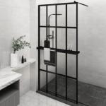 vidaXL Paravan duș walk-in cu raft negru 118x195cm sticlă ESG/aluminiu (3185486)