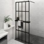 vidaXL Paravan duș walk-in cu raft negru 80x195 cm sticlă ESG/aluminiu (3185445)