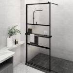 vidaXL Paravan duș walk-in cu raft negru 90x195 cm sticlă ESG/aluminiu (3185462)