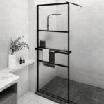 vidaXL Paravan duș walk-in cu raft negru 80x195 cm sticlă ESG/aluminiu (3185450)