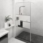 vidaXL Paravan duș walk-in cu raft crom 100x195 cm sticlă ESG/aluminiu (3185500)