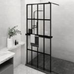 vidaXL Paravan duș walk-in cu raft negru 100x195cm sticlă ESG/aluminiu (3185467)