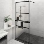 vidaXL Paravan duș walk-in cu raft negru 80x195 cm sticlă ESG/aluminiu (3185447)