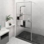 vidaXL Paravan duș walk-in cu raft crom 115x195 cm sticlă ESG/aluminiu (3185503)