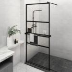 vidaXL Paravan duș walk-in cu raft negru 90x195 cm sticlă ESG/aluminiu (3185459)