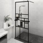 vidaXL Paravan duș walk-in cu raft negru 80x195 cm sticlă ESG/aluminiu (3185449)