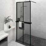 vidaXL Paravan duș walk-in cu raft negru 80x195 cm sticlă ESG/aluminiu (3185453)