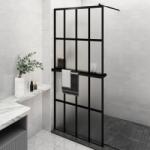 vidaXL Paravan duș walk-in cu raft negru 90x195 cm sticlă ESG/aluminiu (3185457)
