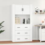 vidaXL Dulap înalt, alb extralucios, lemn compozit (3185385) Comoda
