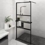 vidaXL Paravan duș walk-in cu raft negru 100x195cm sticlă ESG/aluminiu (3185474)