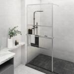 vidaXL Paravan duș walk-in cu raft crom 90x195 cm sticlă ESG/aluminiu (3185495)