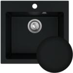 SINK Quality Mosogató Quality Ferrum 50, konyhai gránit mosogató 490x450x195 mm + szifon, fekete, SKQ-FER. C. 1K50. X (SKQ-FER.C.1K50.X)