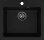 SINK Quality Mosogató Quality Ferrum 50, konyhai gránit mosogató 490x450x195 mm + fekete szifon, fekete, SKQ-FER. C. 1K50. XB (SKQ-FER.C.1K50.XB)
